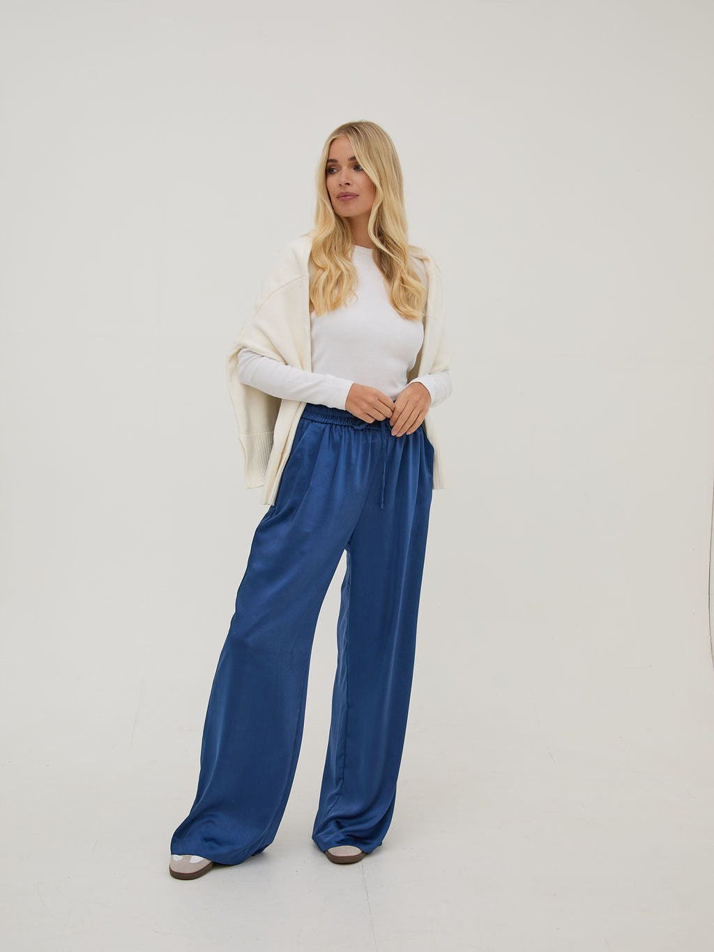 Ebba Navy Satin Trousers