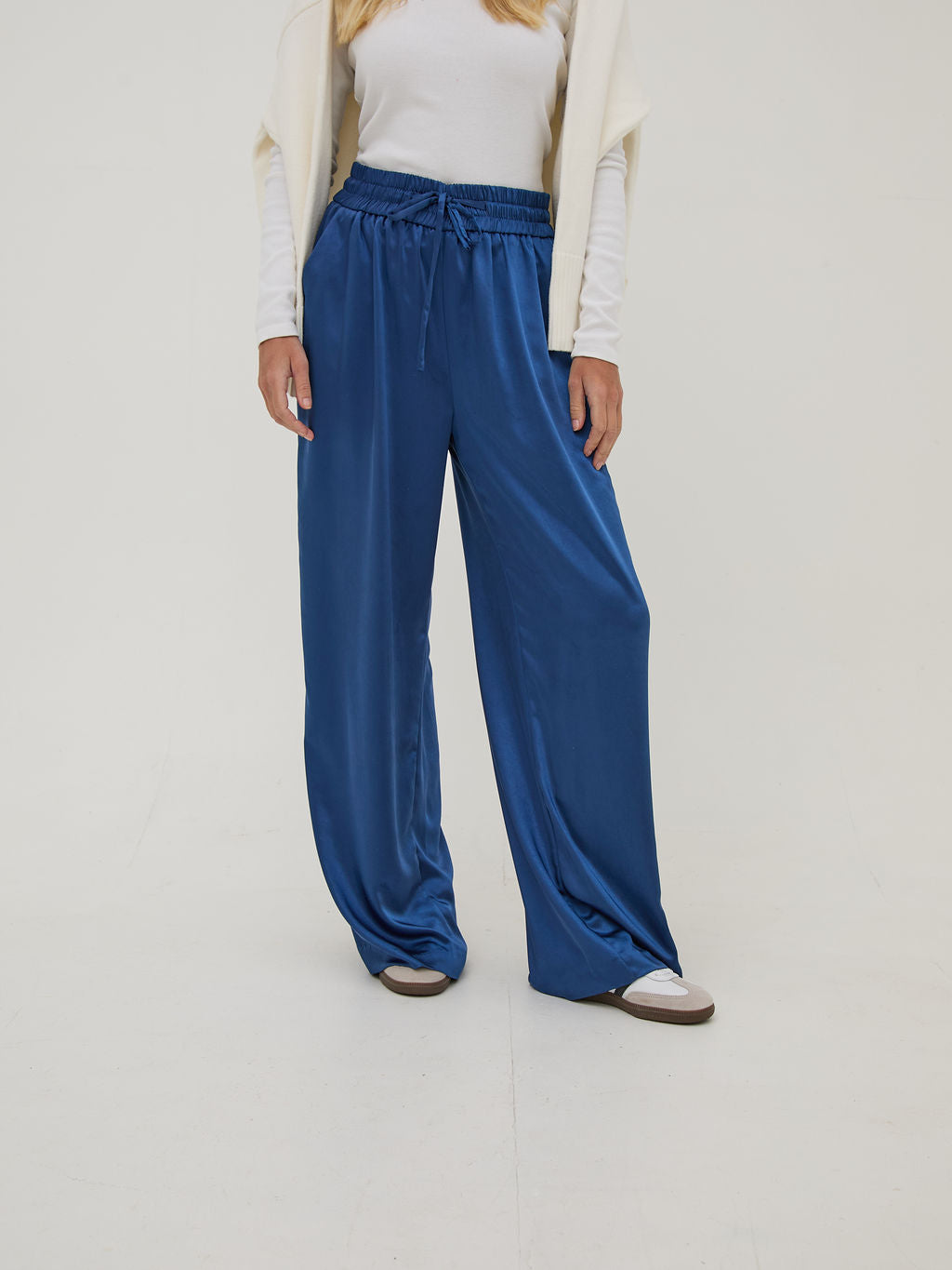 Ebba Navy Satin Trousers