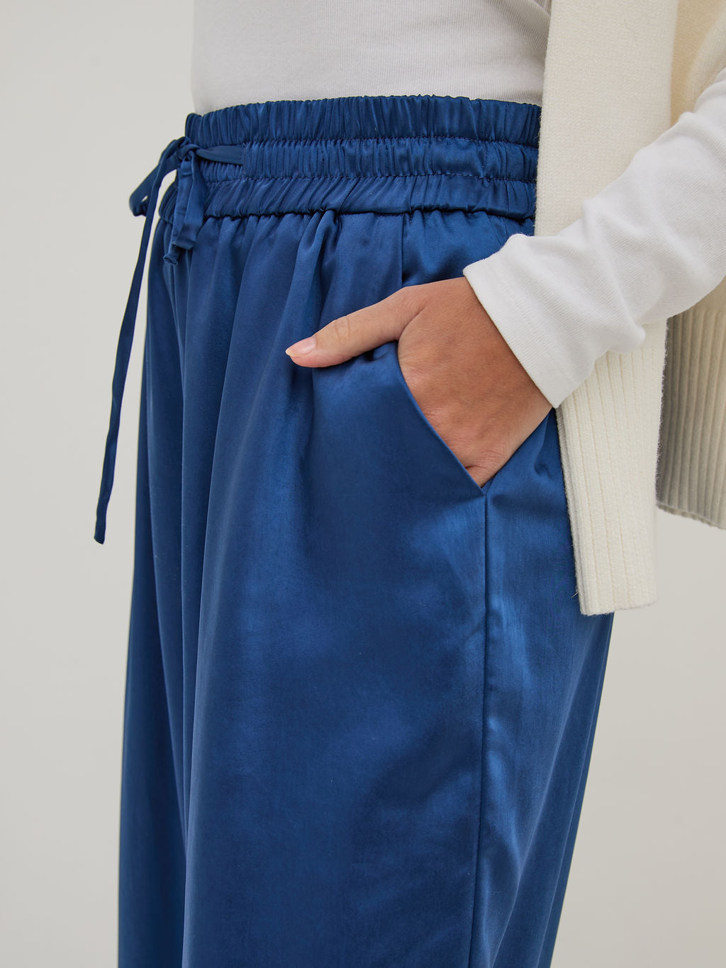 Ebba Navy Satin Trousers