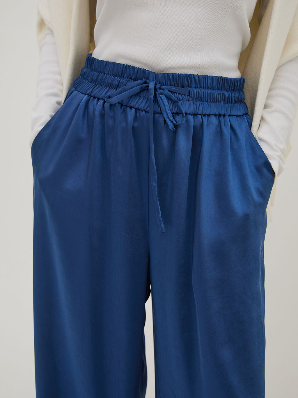 Ebba Navy Satin Trousers