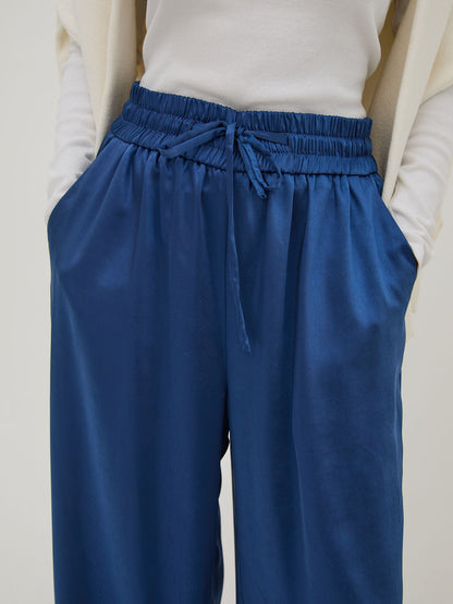 Ebba Navy Satin Trousers