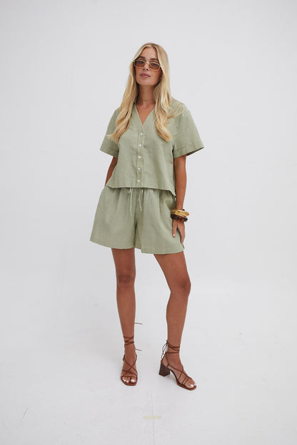 Eden Green Stripe Shorts