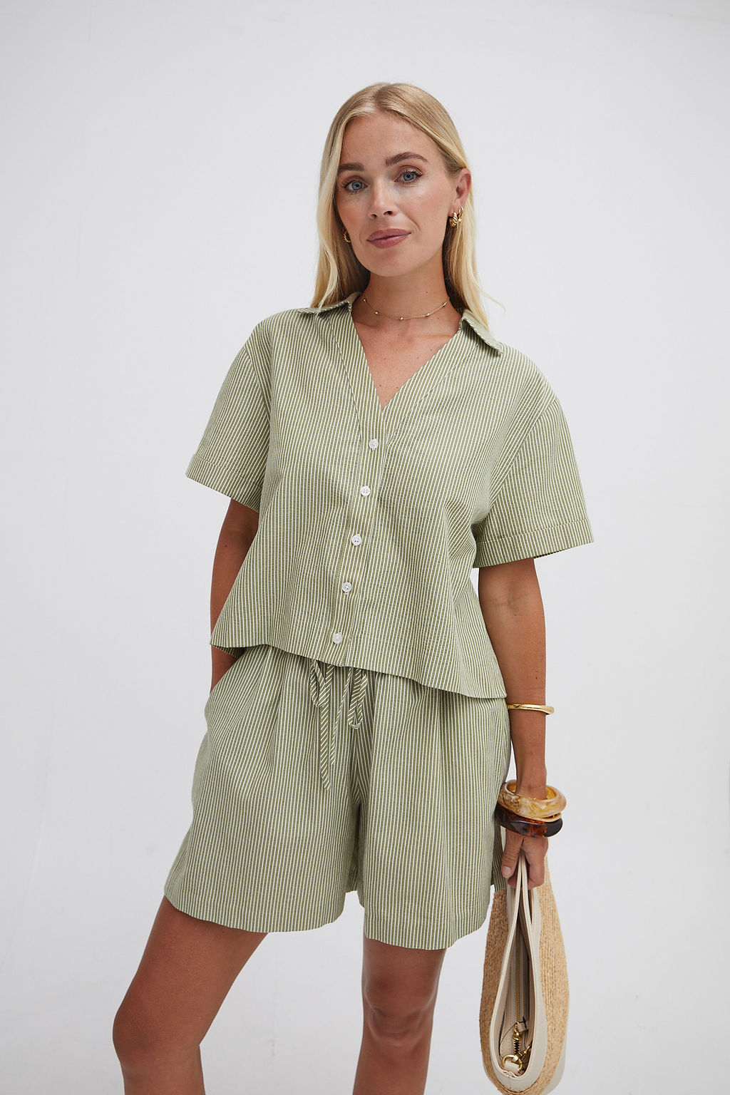 Eden Green Stripe Shorts