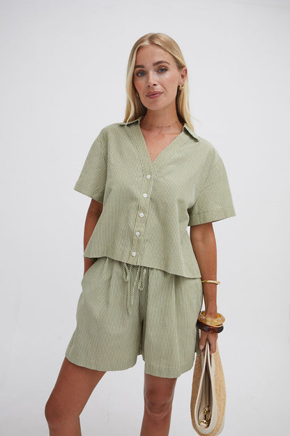 Eden Green Stripe Shorts