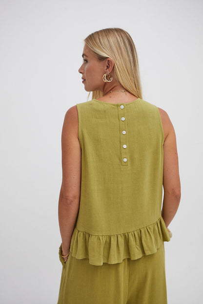 Isla Olive Green Ruffle Hem Culottes