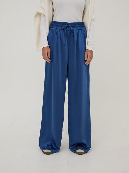 Ebba Navy Satin Trousers