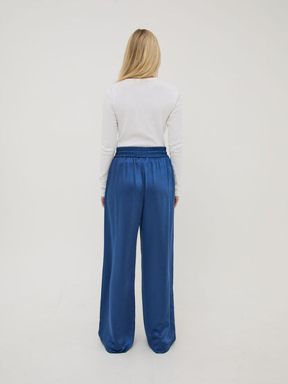 Ebba Navy Satin Trousers