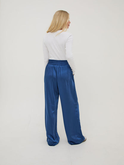 Ebba Navy Satin Trousers