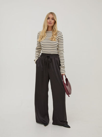 Ebba Black Satin Trousers