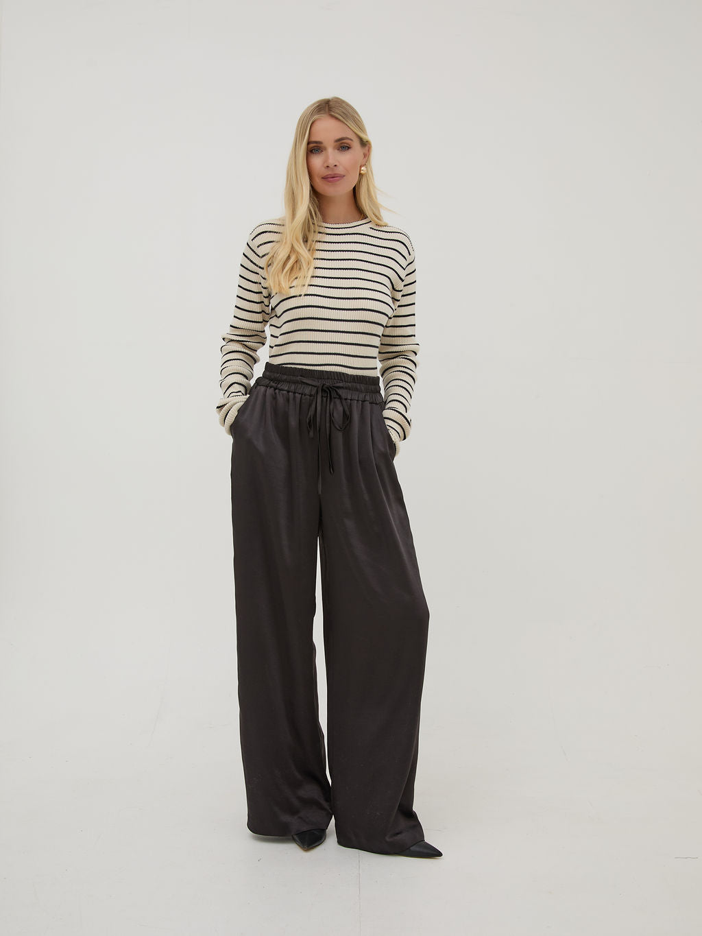 Ebba Black Satin Trousers