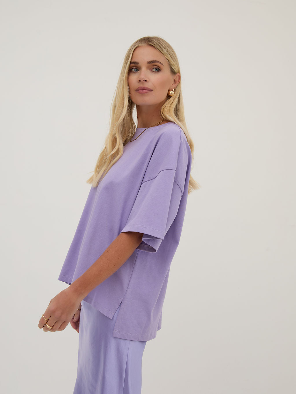 Sara Lilac Premium Oversized T-Shirt