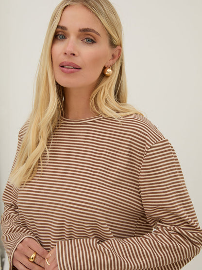 Celine Brown & Cream Stripe Super Soft Top