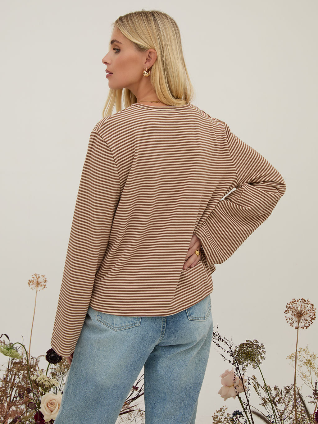 Celine Brown & Cream Stripe Super Soft Top