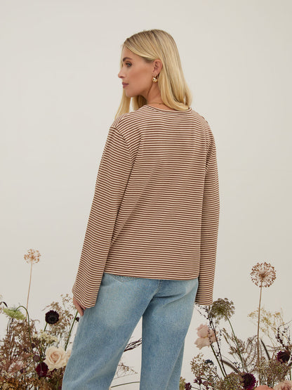 Celine Brown & Cream Stripe Super Soft Top