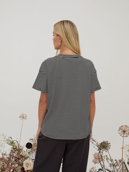 Ennis Black & White Stripe Top