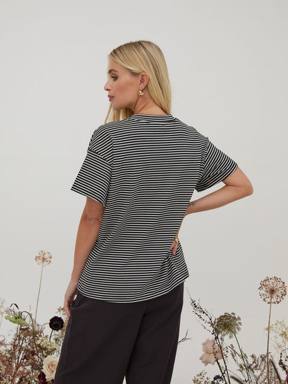 Ennis Black & White Stripe Top