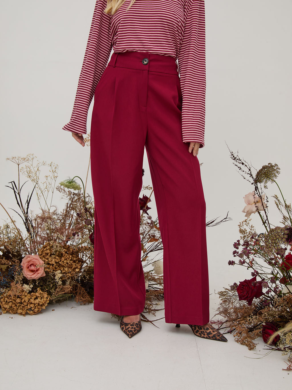 Celine Burgundy & Pink Stripe Super Soft Top