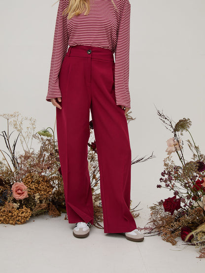 Celine Burgundy & Pink Stripe Super Soft Top
