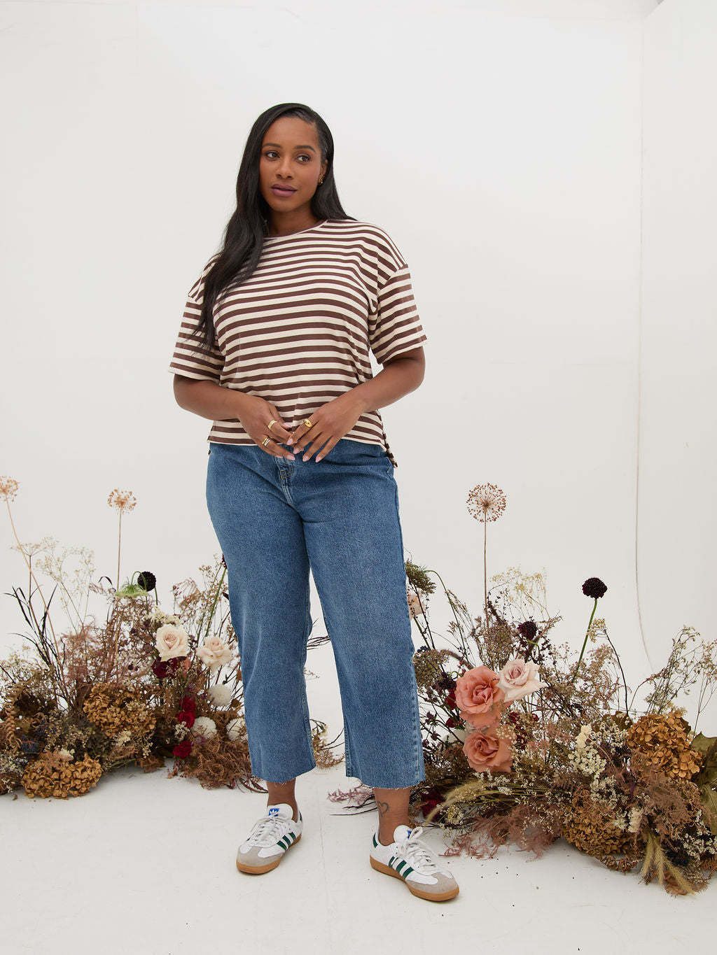 Sara Brown & Cream Stripe Super Soft T-Shirt