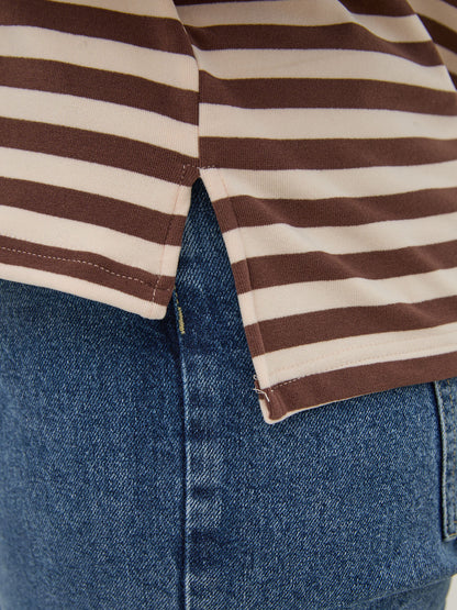 Sara Brown & Cream Stripe Super Soft T-Shirt