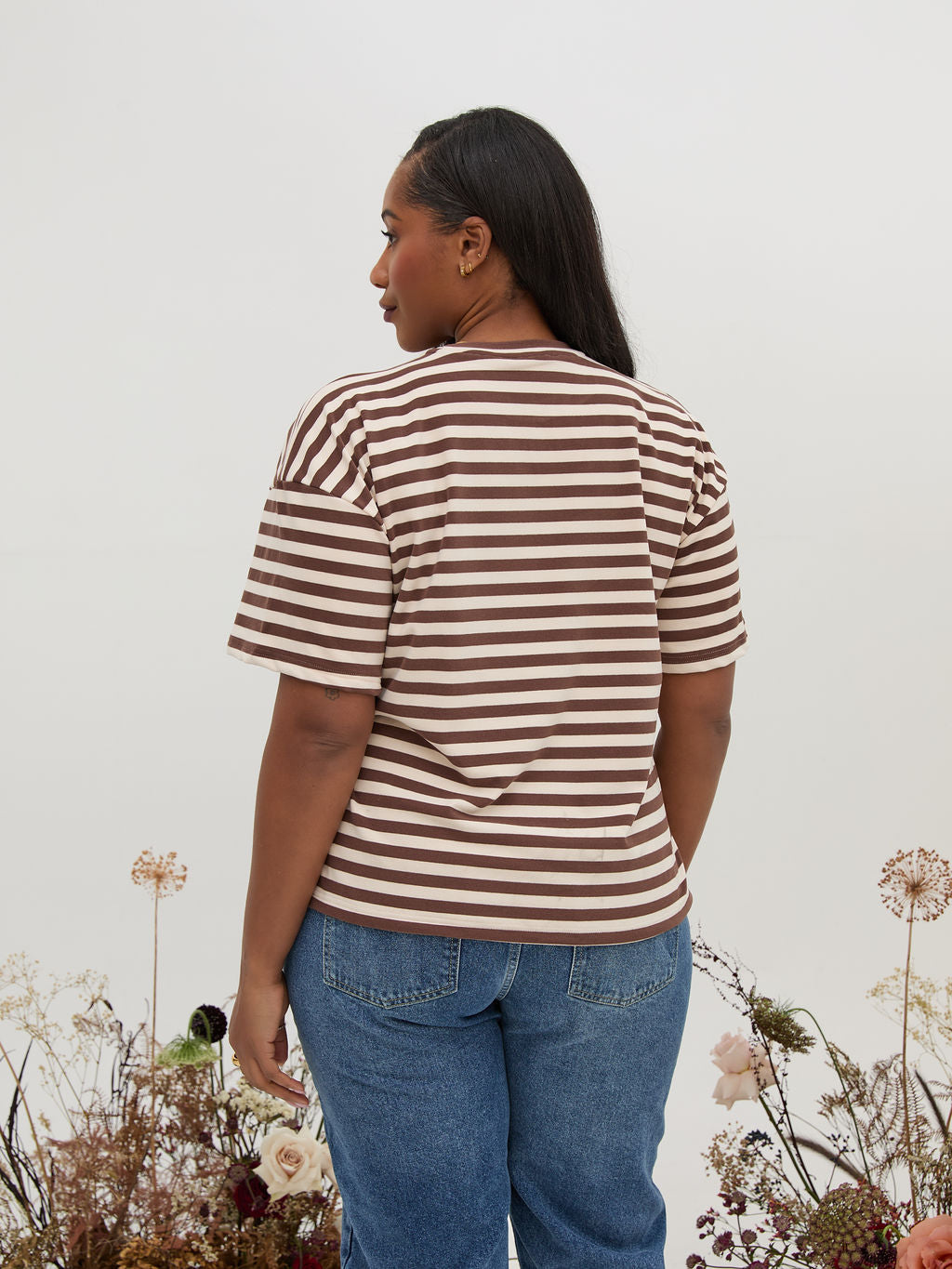 Sara Brown & Cream Stripe Super Soft T-Shirt