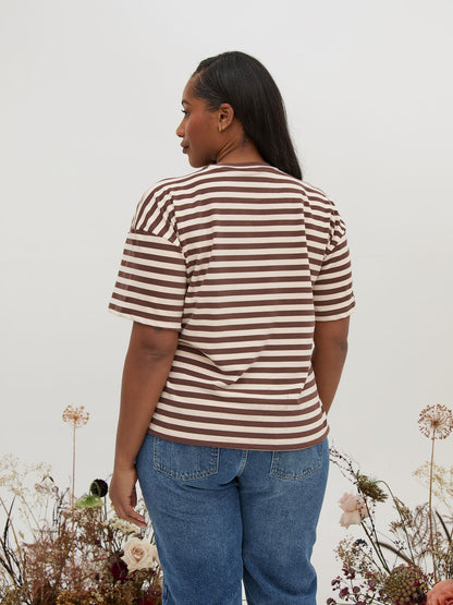 Sara Brown & Cream Stripe Super Soft T-Shirt