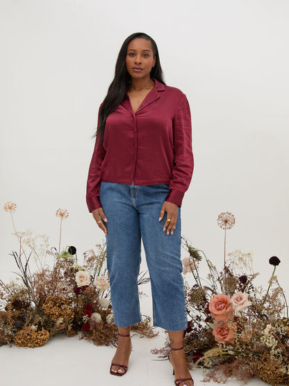 Bex Burgundy Relaxed Satin Shirt