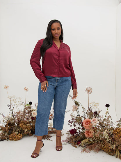 Bex Burgundy Relaxed Satin Shirt