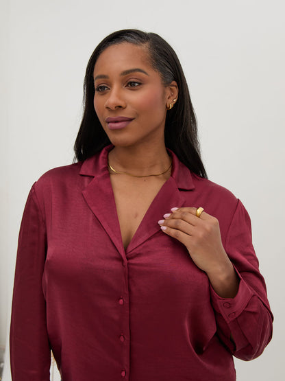 Bex Burgundy Relaxed Satin Shirt