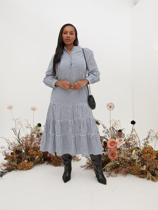 Joni Gingham Midi Dress