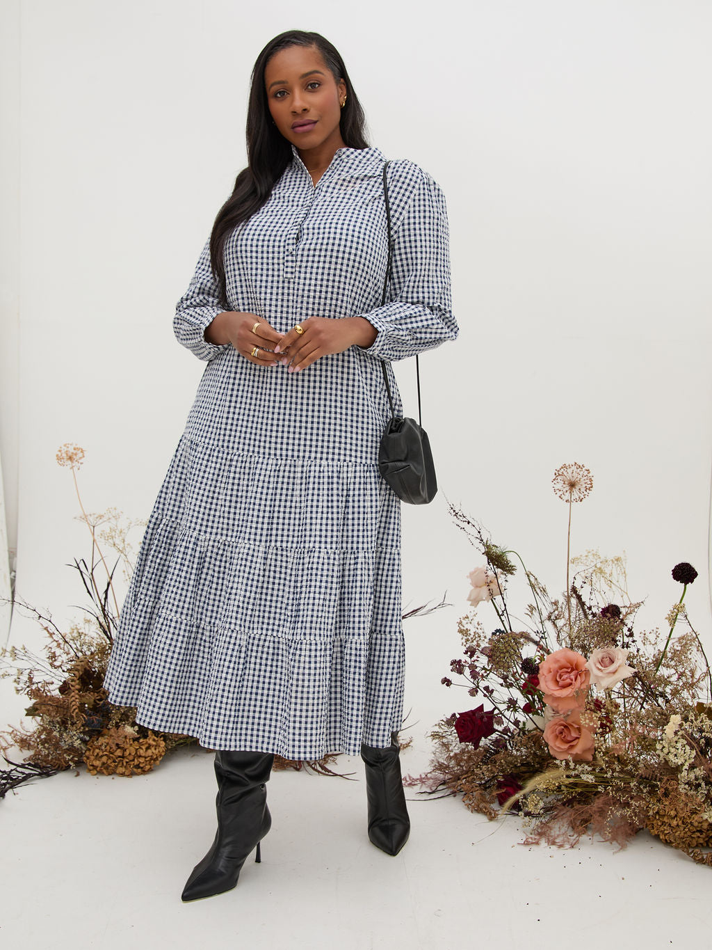 Joni Gingham Midi Dress