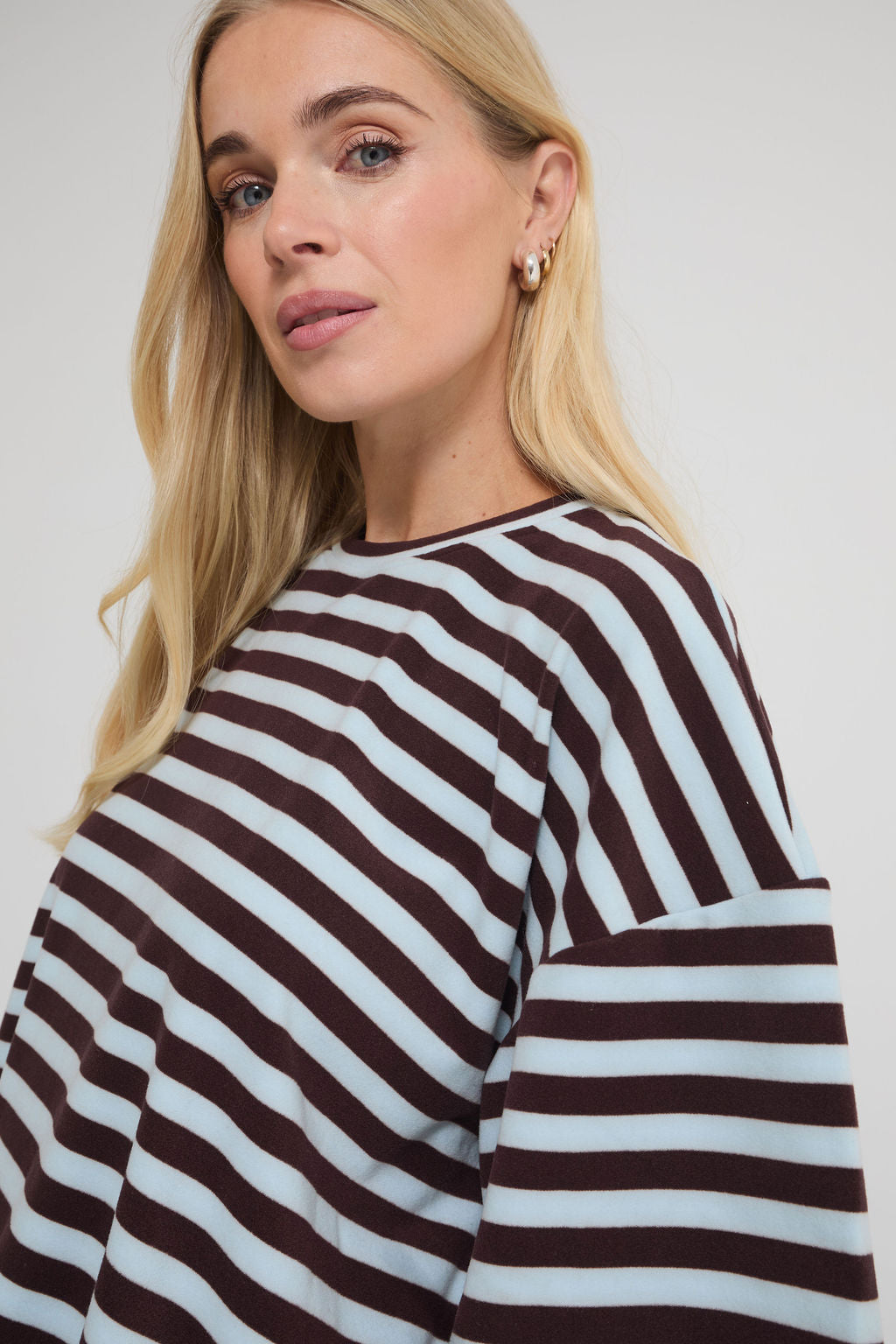 Sara Blue & Brown Stripe Super Soft T-Shirt