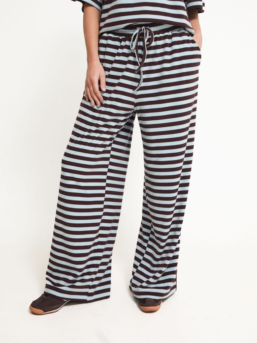 Molly Blue & Brown Super Soft Stripe Trousers