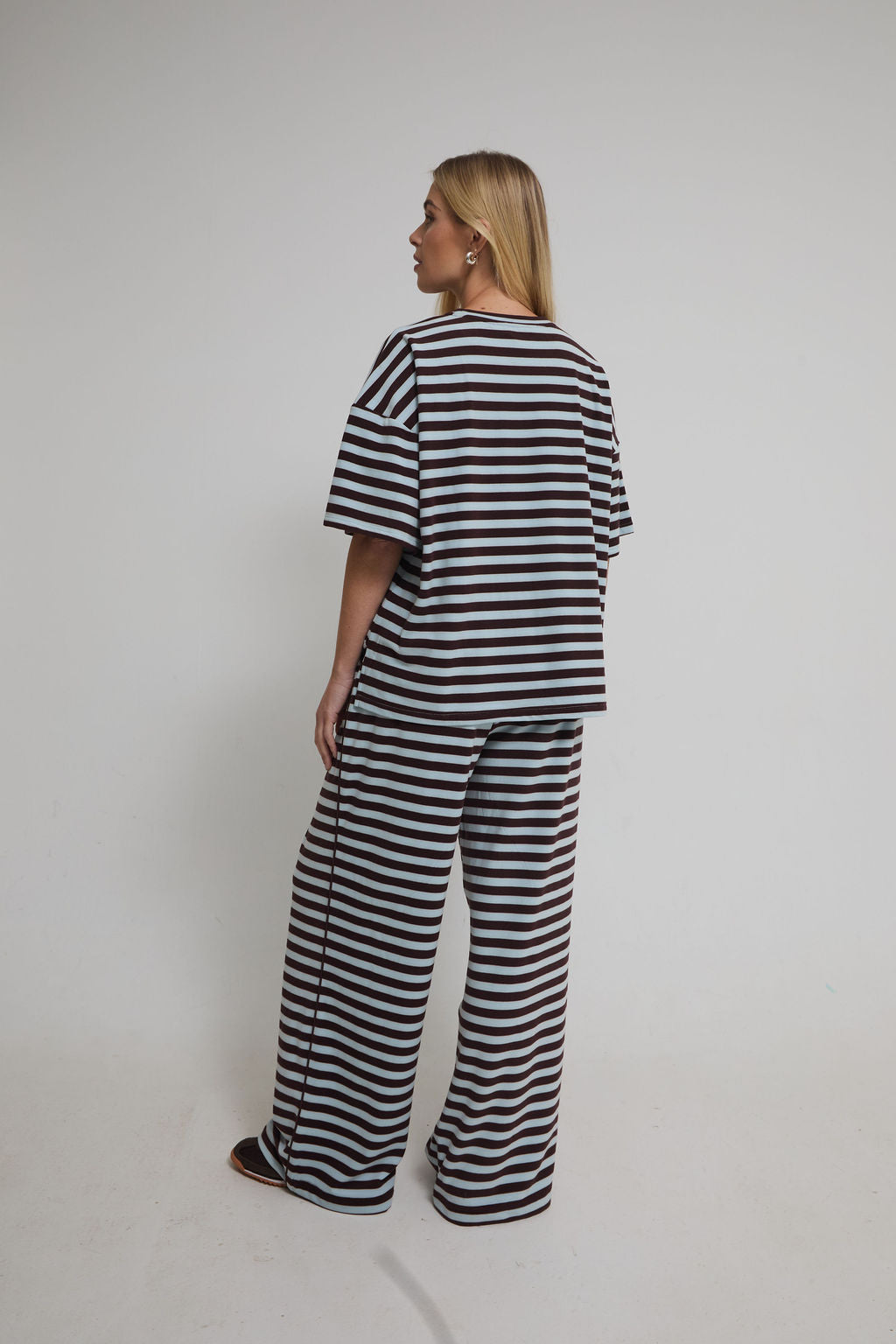Sara Blue & Brown Stripe Super Soft T-Shirt