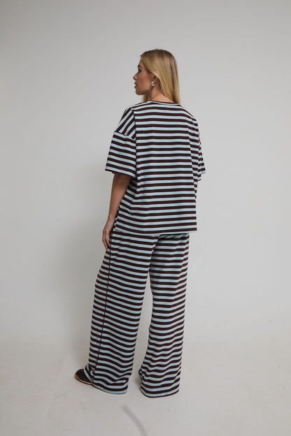 Sara Blue & Brown Stripe Super Soft T-Shirt