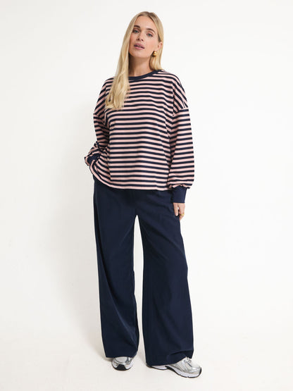 Cally Pink & Navy Stripe Top