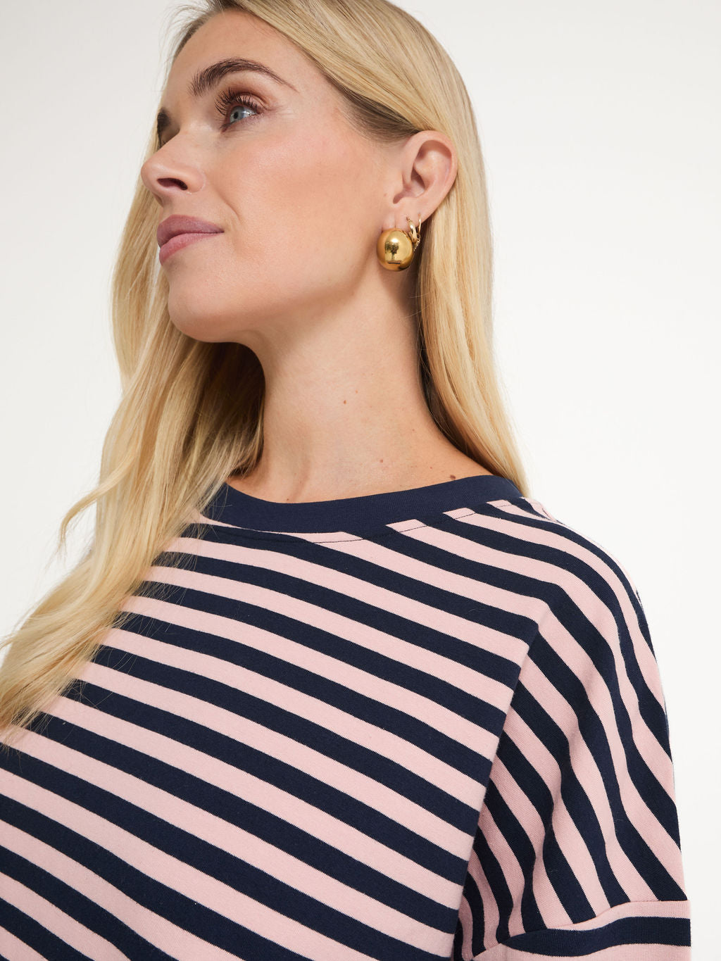 Cally Pink & Navy Stripe Top