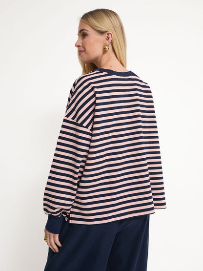 Cally Pink & Navy Stripe Top