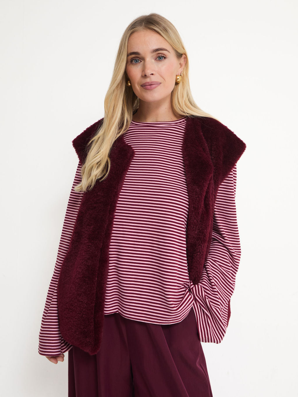 Juno Burgundy Teddy Gilet