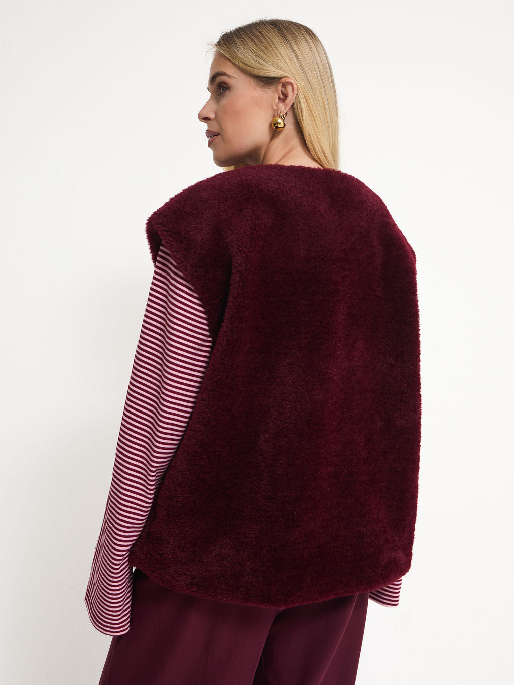 Juno Burgundy Teddy Gilet
