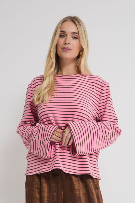 Celine Pink & Brown Stripe Super Soft Top