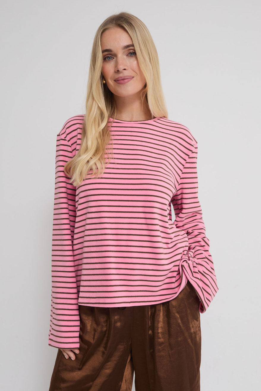 Celine Pink & Brown Stripe Super Soft Top