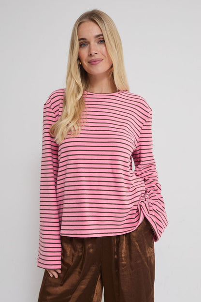 Celine Pink & Brown Stripe Super Soft Top