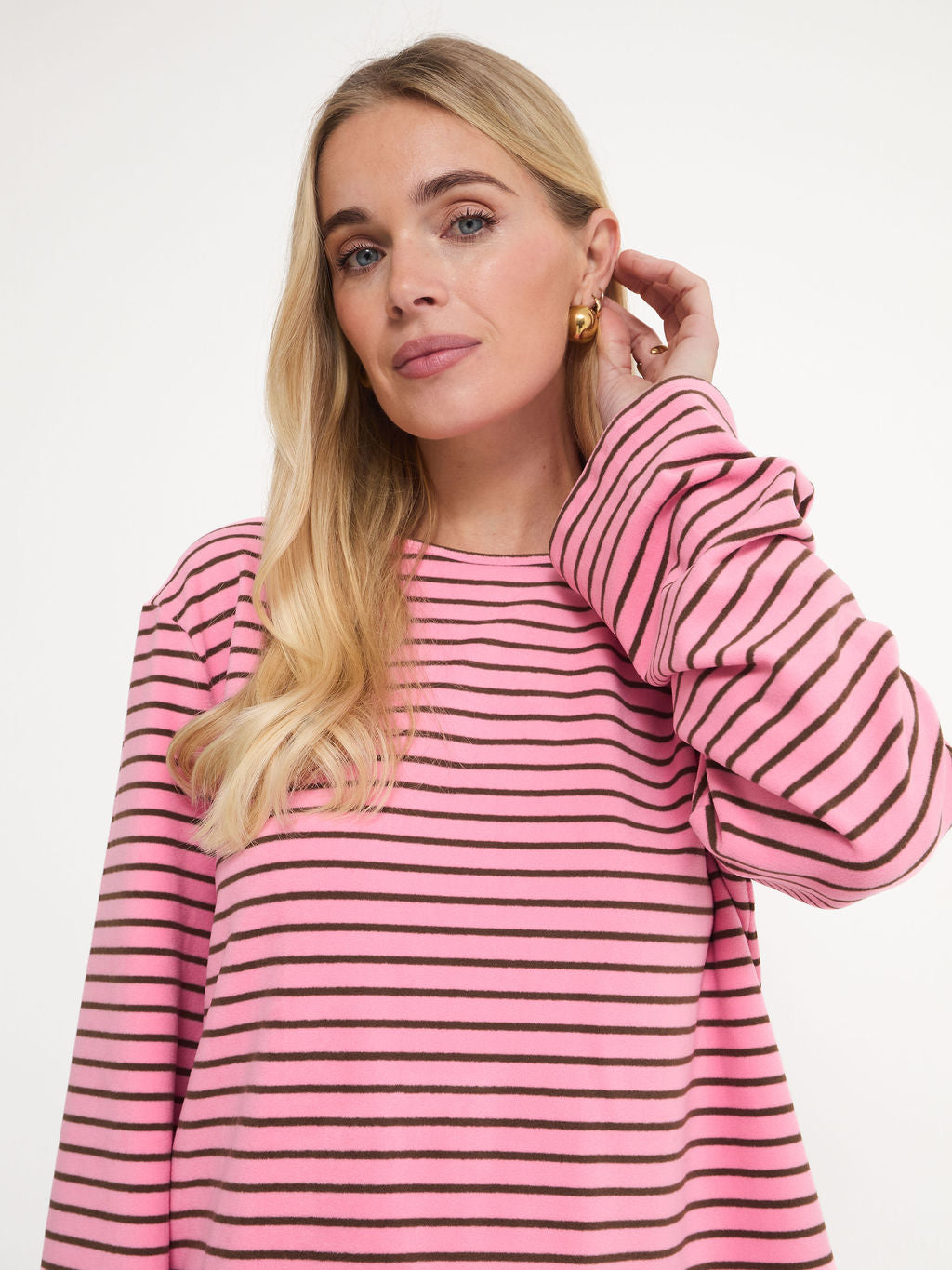 Celine Pink & Brown Stripe Super Soft Top