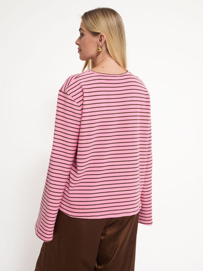 Celine Pink & Brown Stripe Super Soft Top