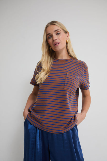 Ennis Brown & Blue Pocket T-Shirt