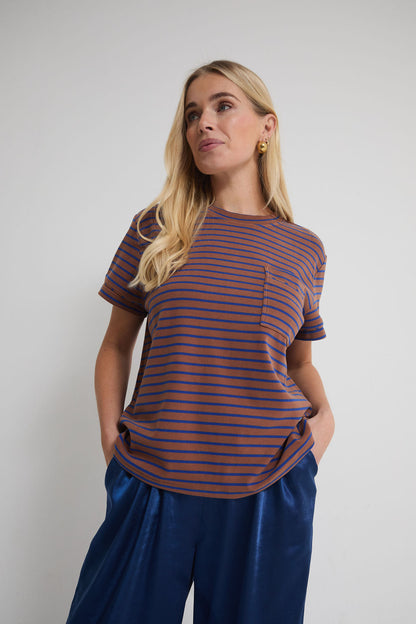 Ennis Brown & Blue Pocket T-Shirt