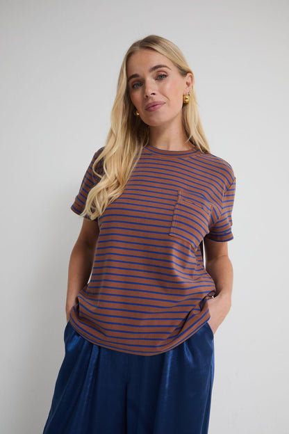 Ennis Brown & Blue Pocket T-Shirt