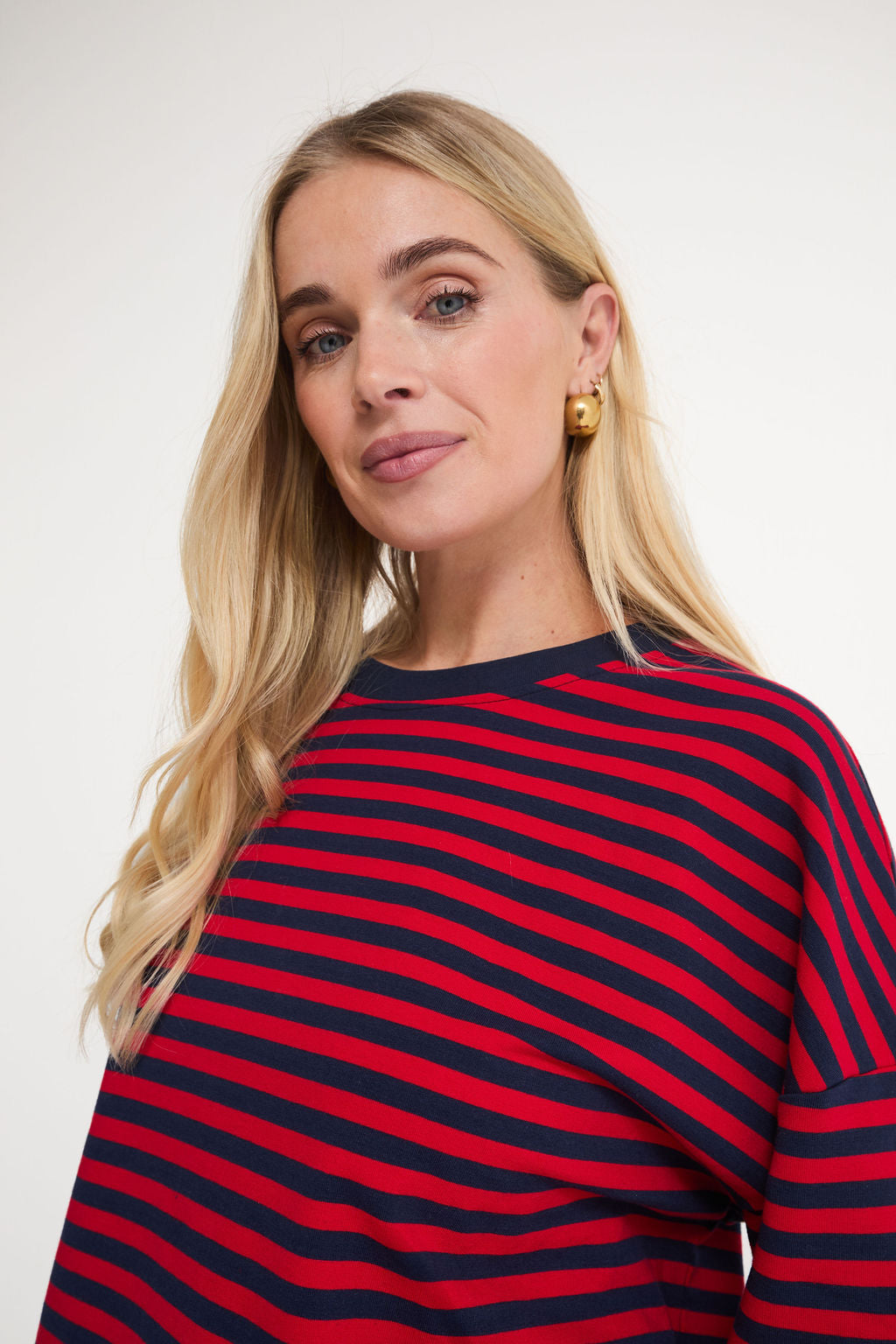 Cally Red & Navy Stripe Top