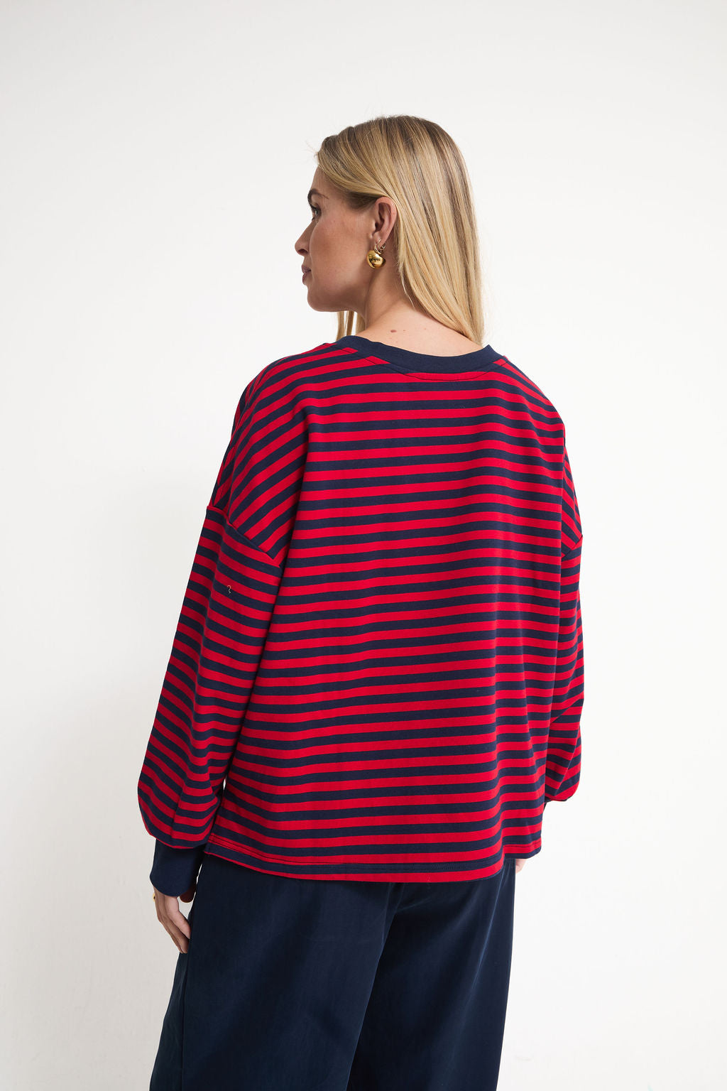 Cally Red & Navy Stripe Top